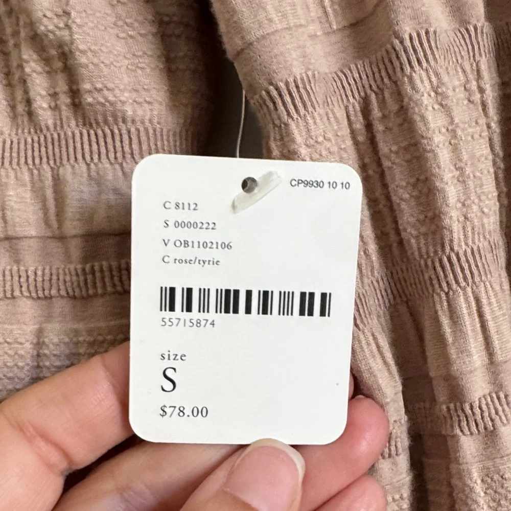 Free People Long Sleeve Textured Crop Top in Taupe